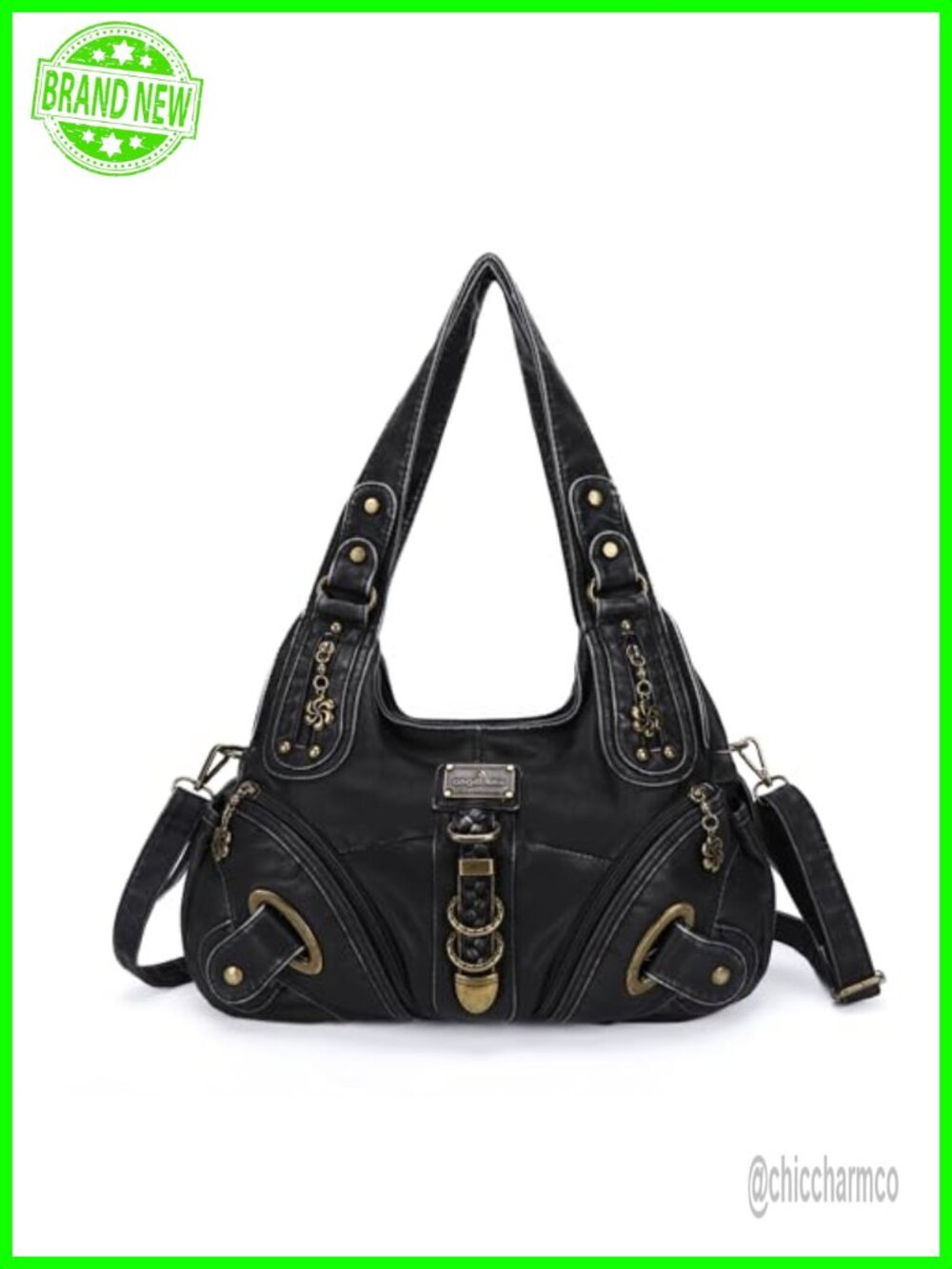 Washed PU Leather Hobo Satchel Convertible Shoulder Bag Large Daily Purse